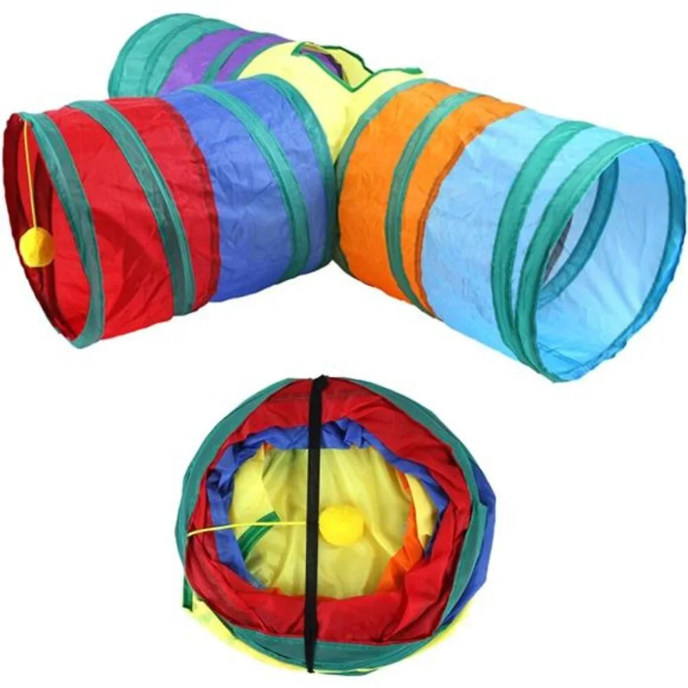 32Pcs Cat Toys Kitten Interactive Pet Toys Assortments, Foldable Rainbow